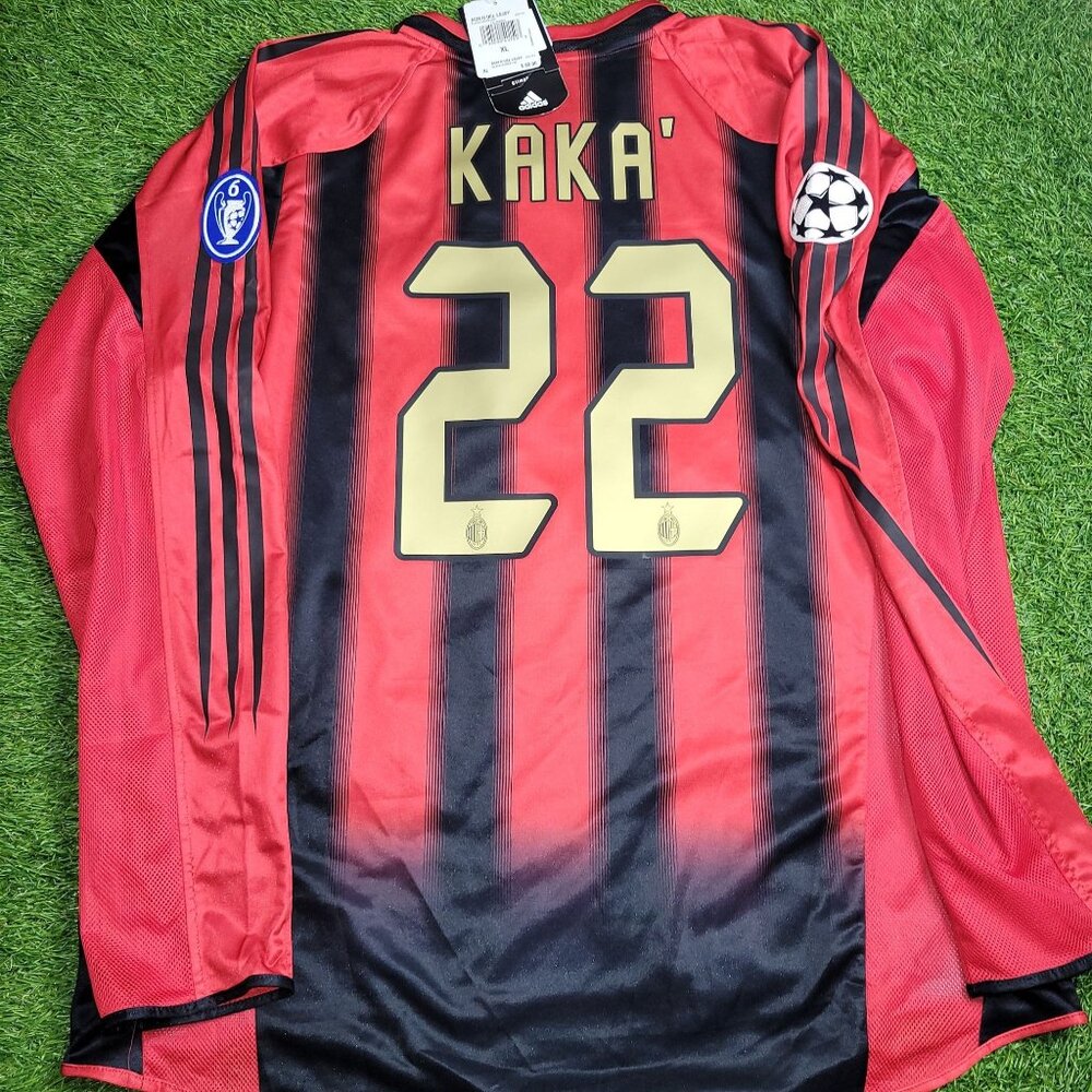 Kaka AC Milan 2004 2005 UEFA Long Sleeve Home Soccer Jersey Shirt BNWT XL